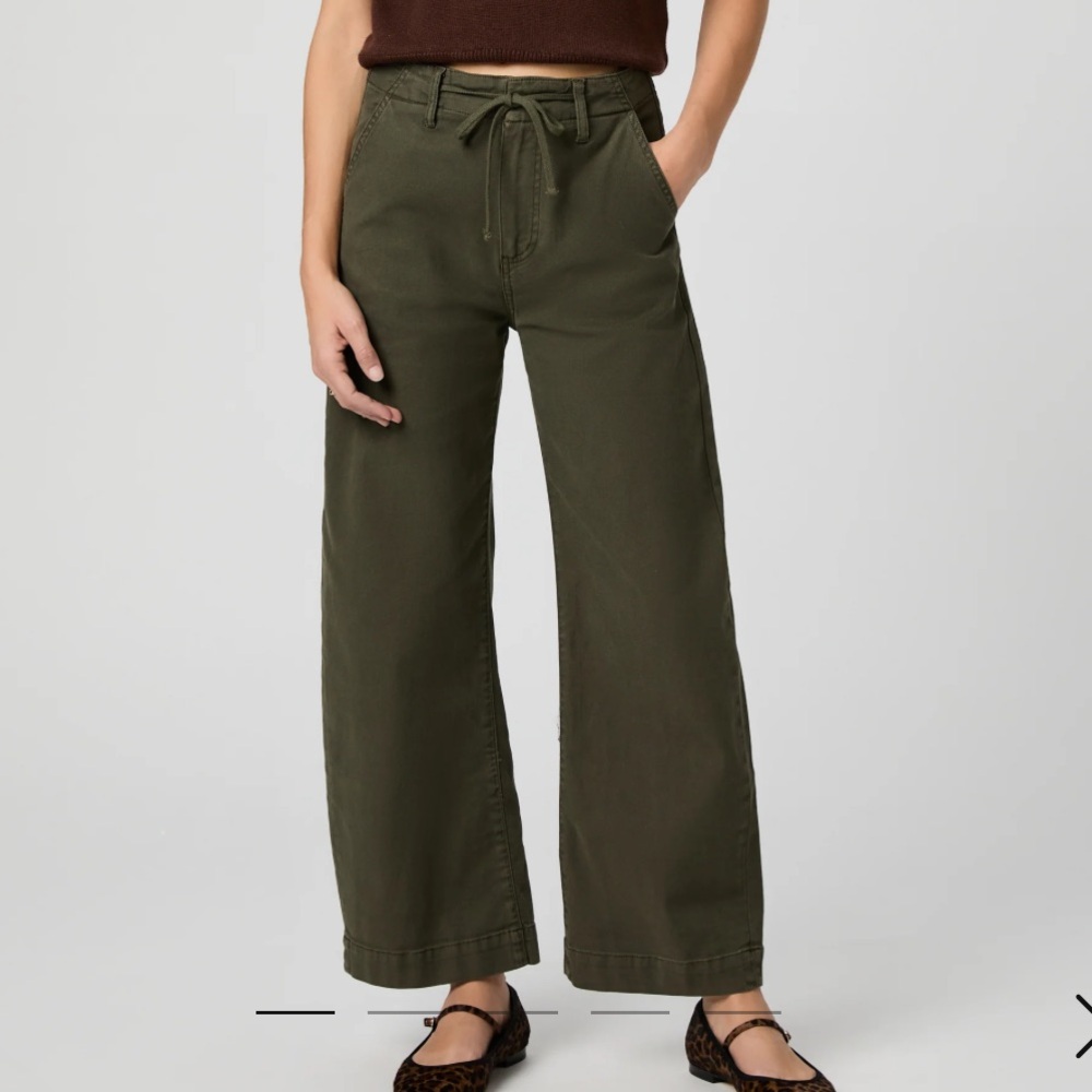 PAIGE Olive Green Wide-Leg Pants